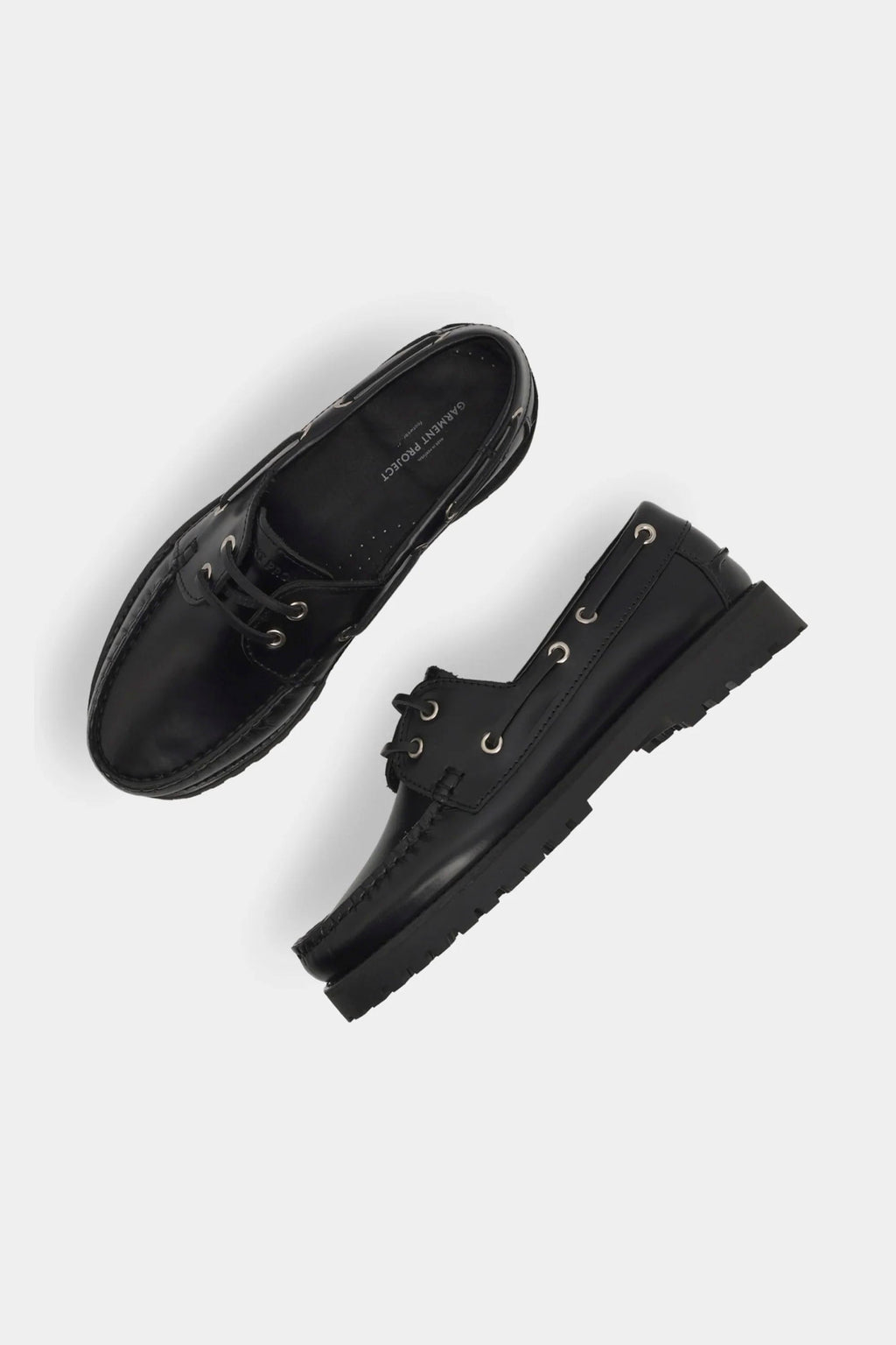 GARMENT PROJECT - OLLIE BOAT SHOE - MAN - BLACK LEATHER