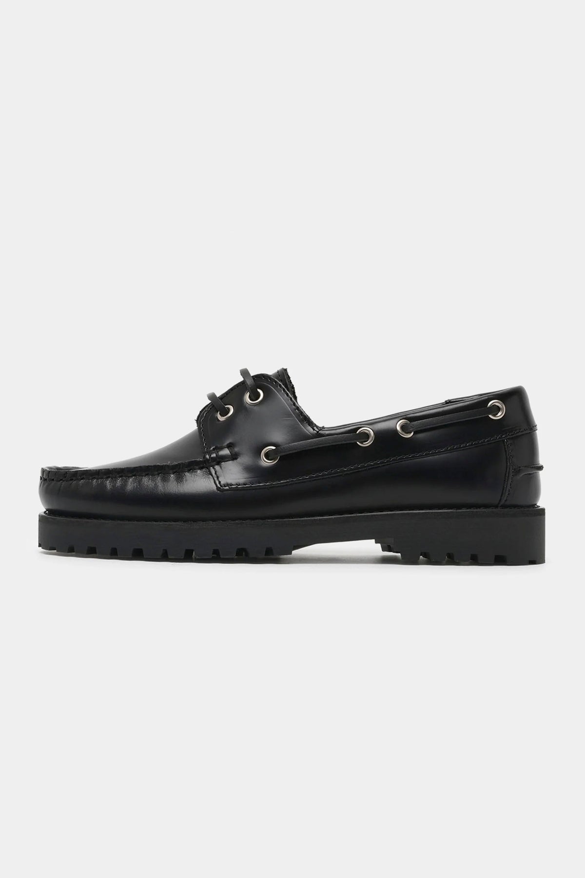 GARMENT PROJECT - OLLIE BOAT SHOE - MAN - BLACK LEATHER