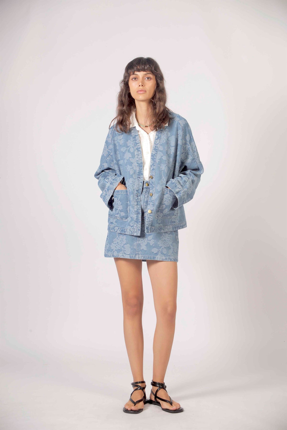 THE KORNER - DENIM FLOWERS JACKET