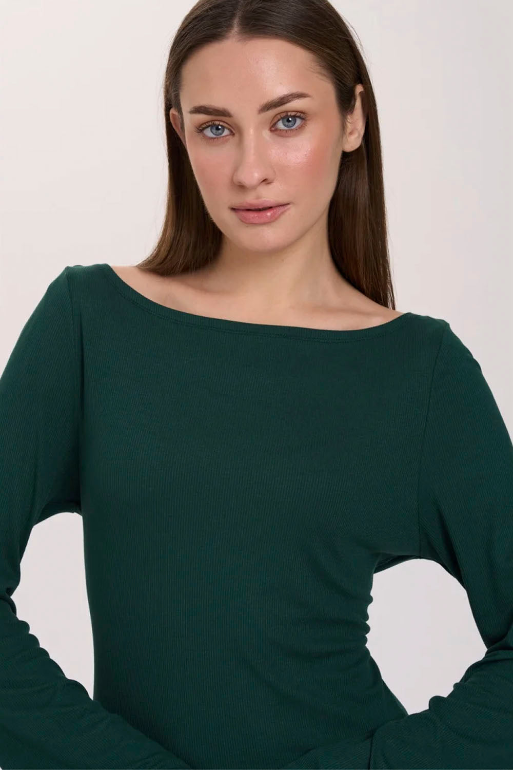 24COLOURS - BOAT NECK LONG SLEEVE T-SHIRT - PETROL